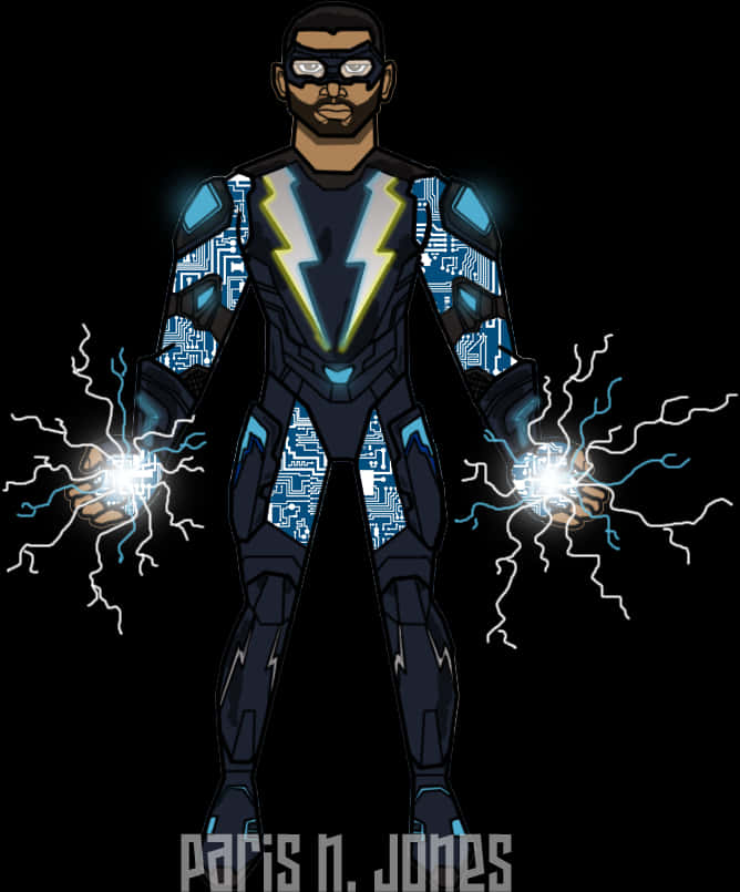 Electric Superhero Artwork PNG Image