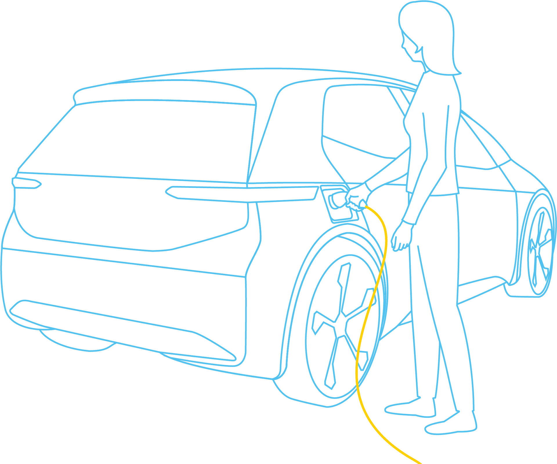 Electric Vehicle Charging Illustration PNG Image