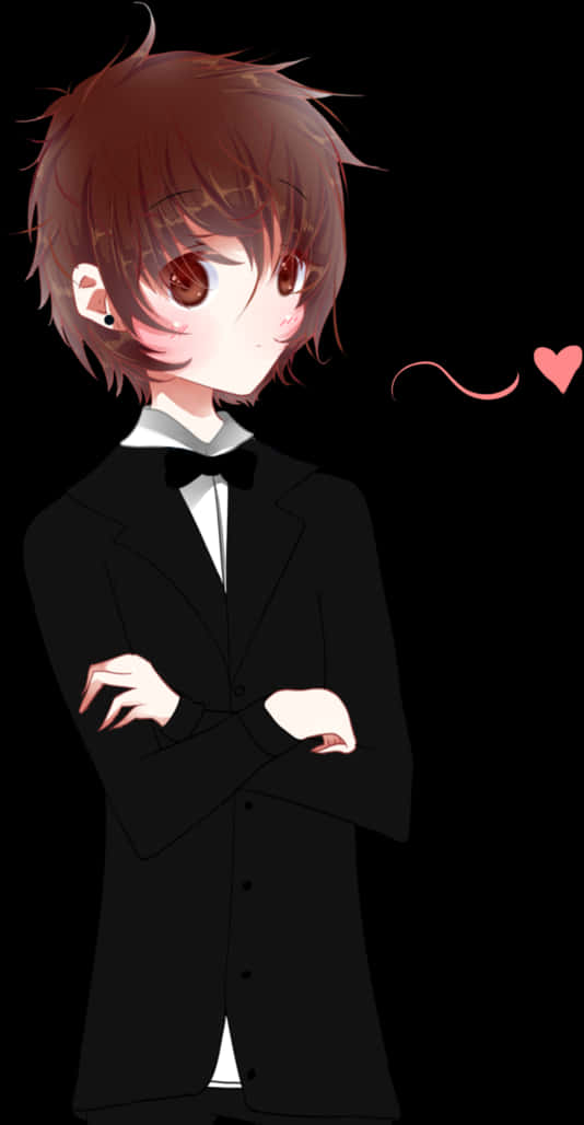 Elegant Anime Boyin Suit PNG Image