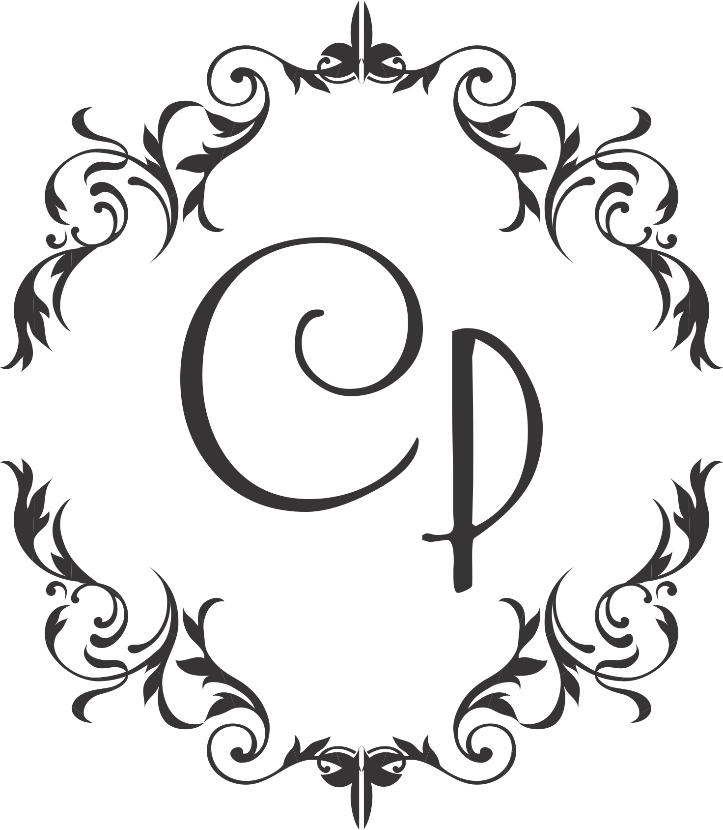 Elegant Arabesque Monogram C D PNG Image