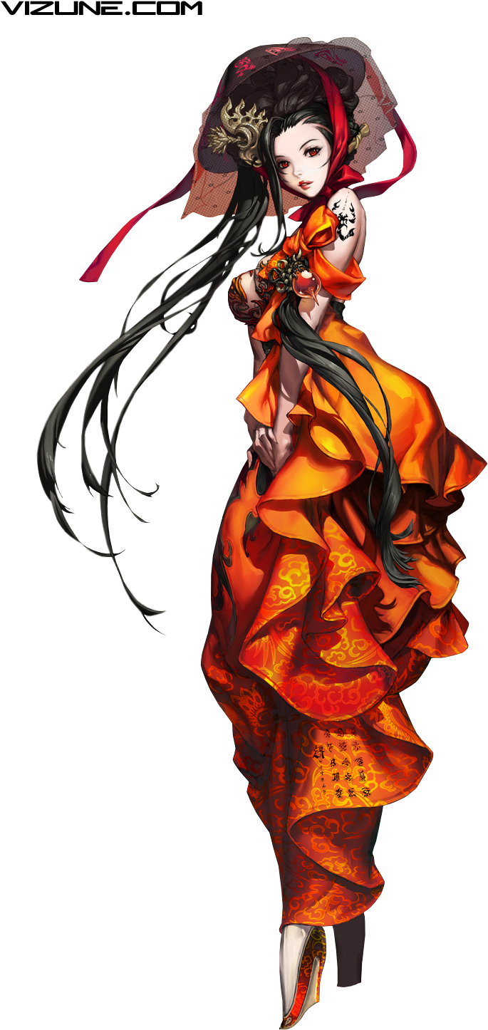 Elegant Asian Warrior Character Art PNG Image