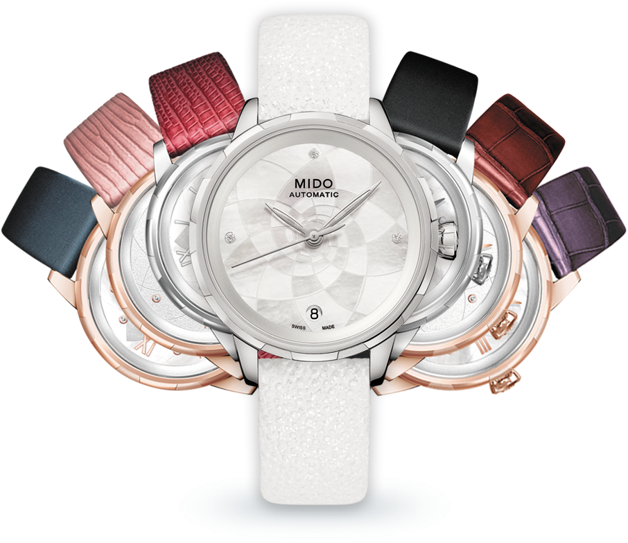 Elegant Automatic Watch Multiple Straps PNG Image