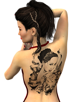 Elegant Back Tattoo Art PNG Image