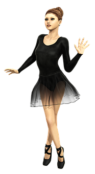 Elegant Ballerina Black Dress PNG Image