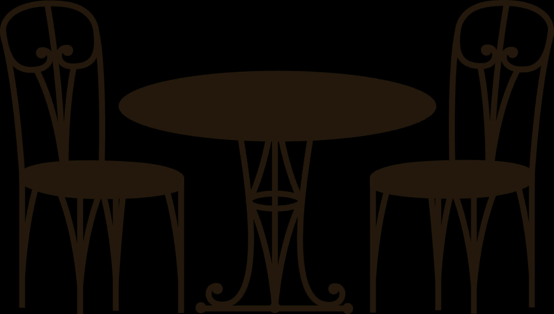 Elegant Bistro Tableand Chairs Silhouette PNG Image