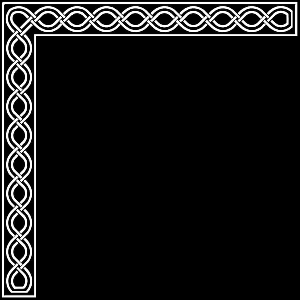 Elegant Black Celtic Corner Design PNG Image