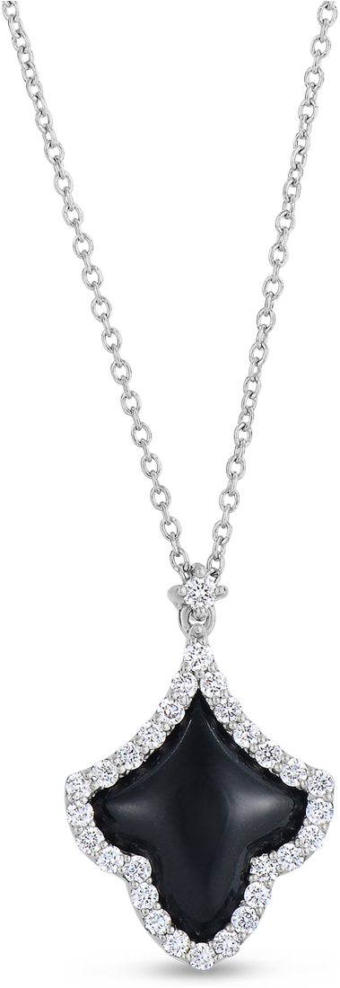 Elegant Black Diamond Pendant Necklace PNG Image