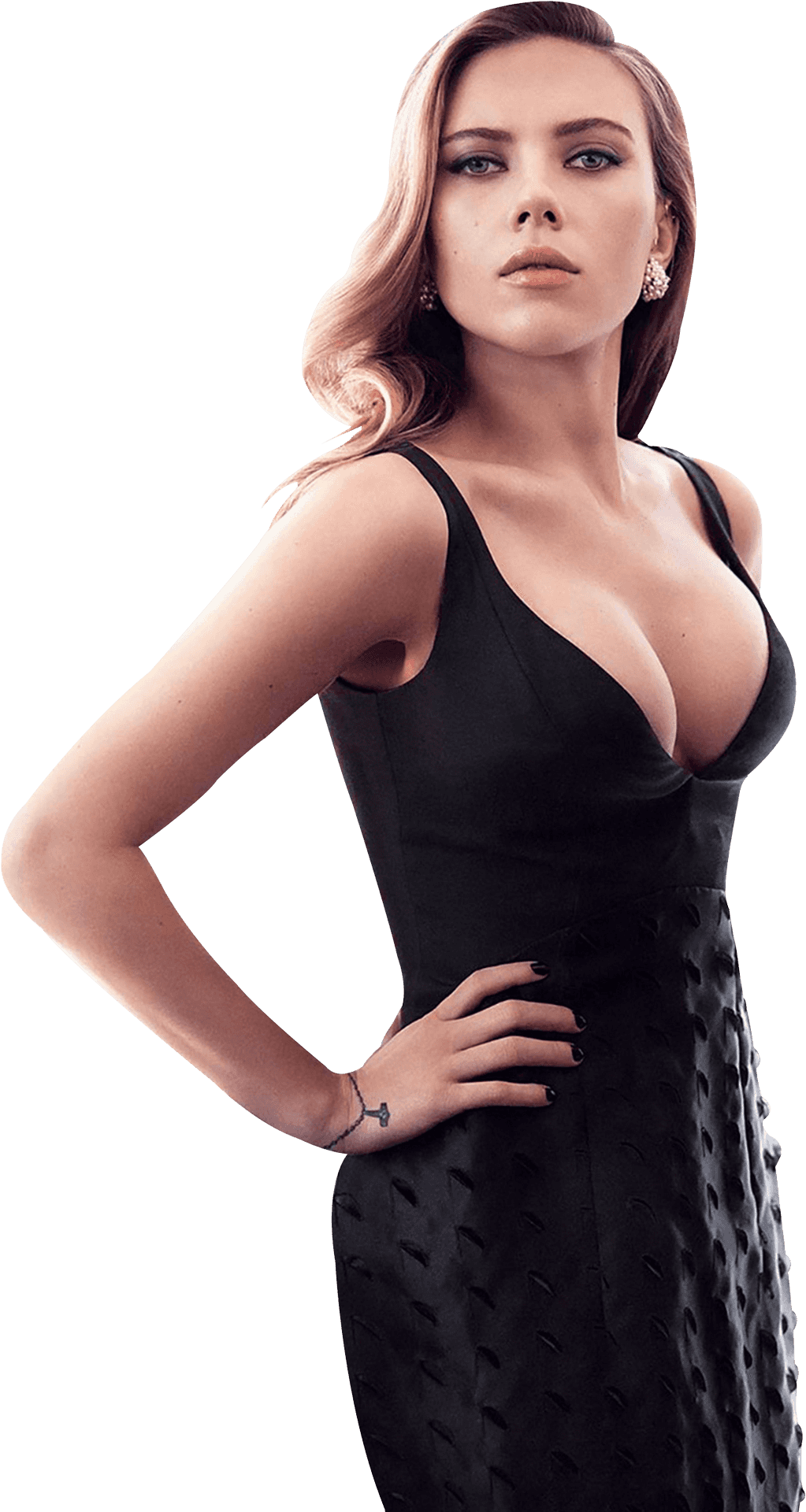 Elegant Black Dress Portrait PNG Image