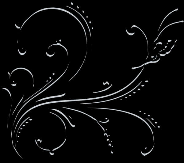 Elegant Black Floral Design PNG Image