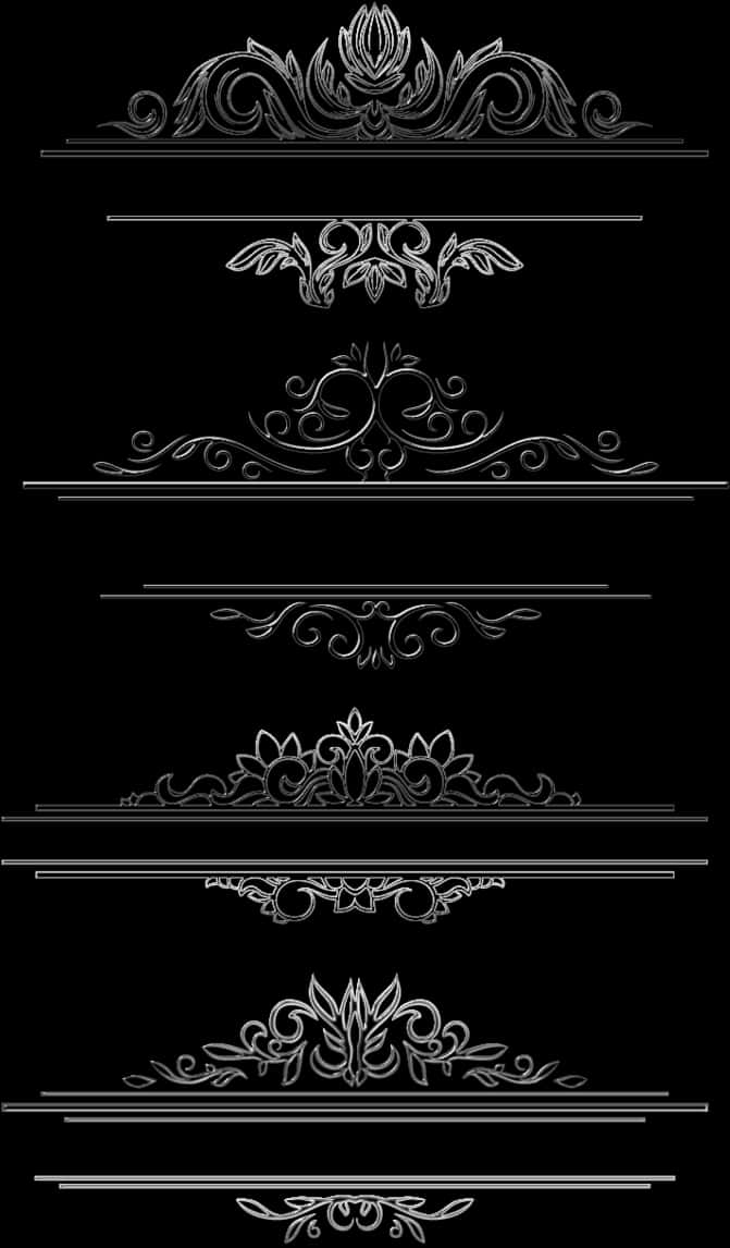 Elegant Black Floral Dividers Collection PNG Image