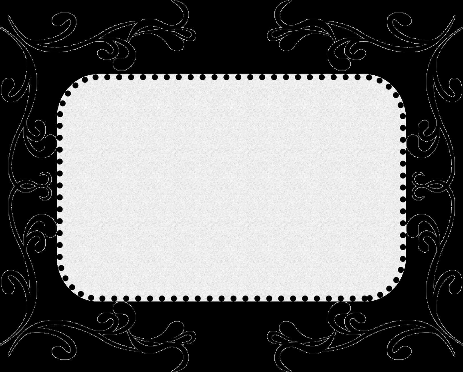 Elegant Black Floral Frame PNG Image