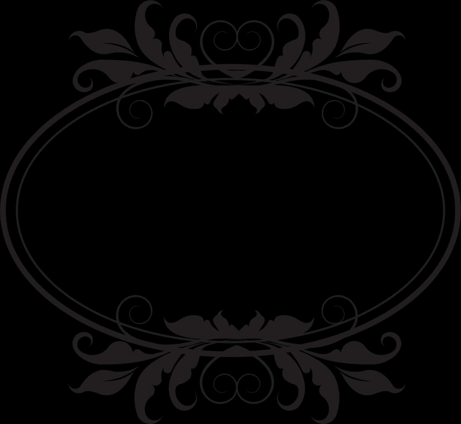 Elegant Black Floral Frame PNG Image