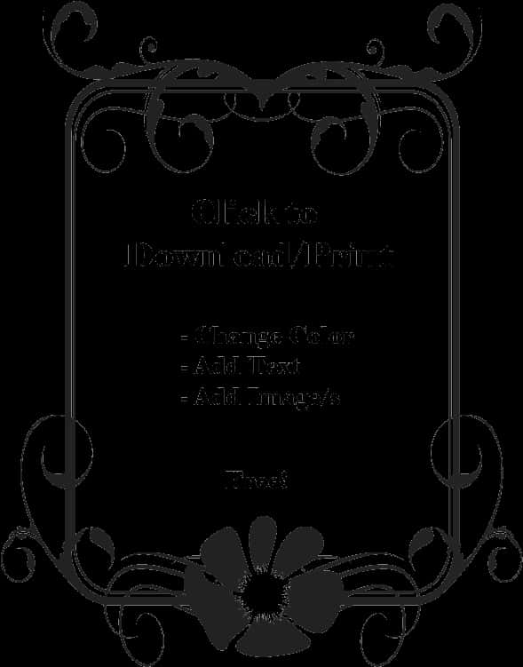 Elegant Black Floral Frame PNG Image