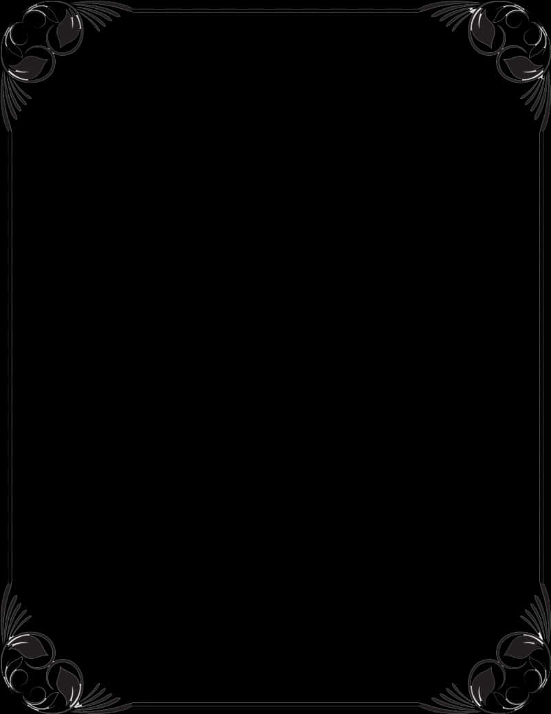 Elegant Black Floral Photo Frame PNG Image