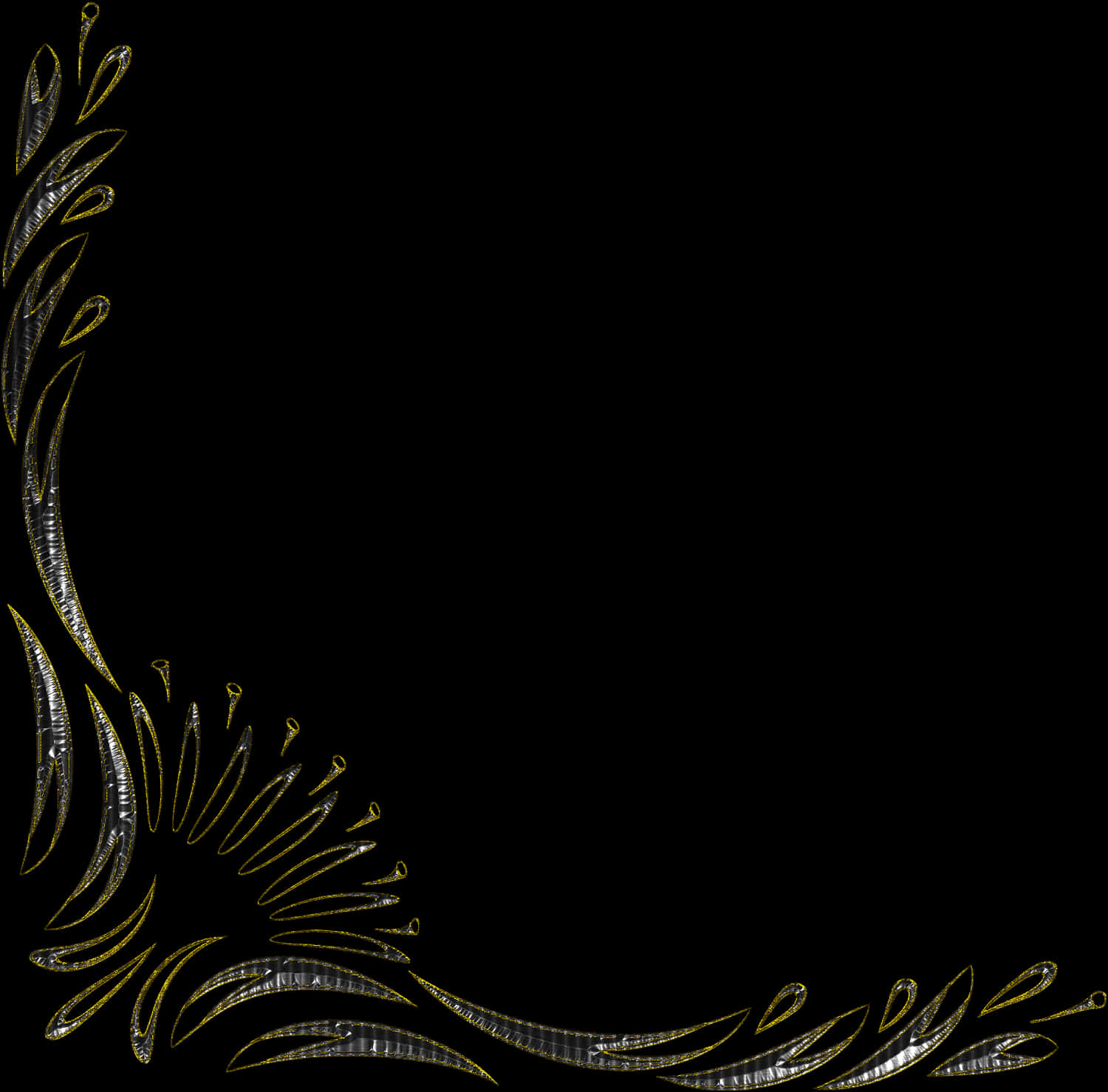 Elegant Black Gold Corner Design PNG Image