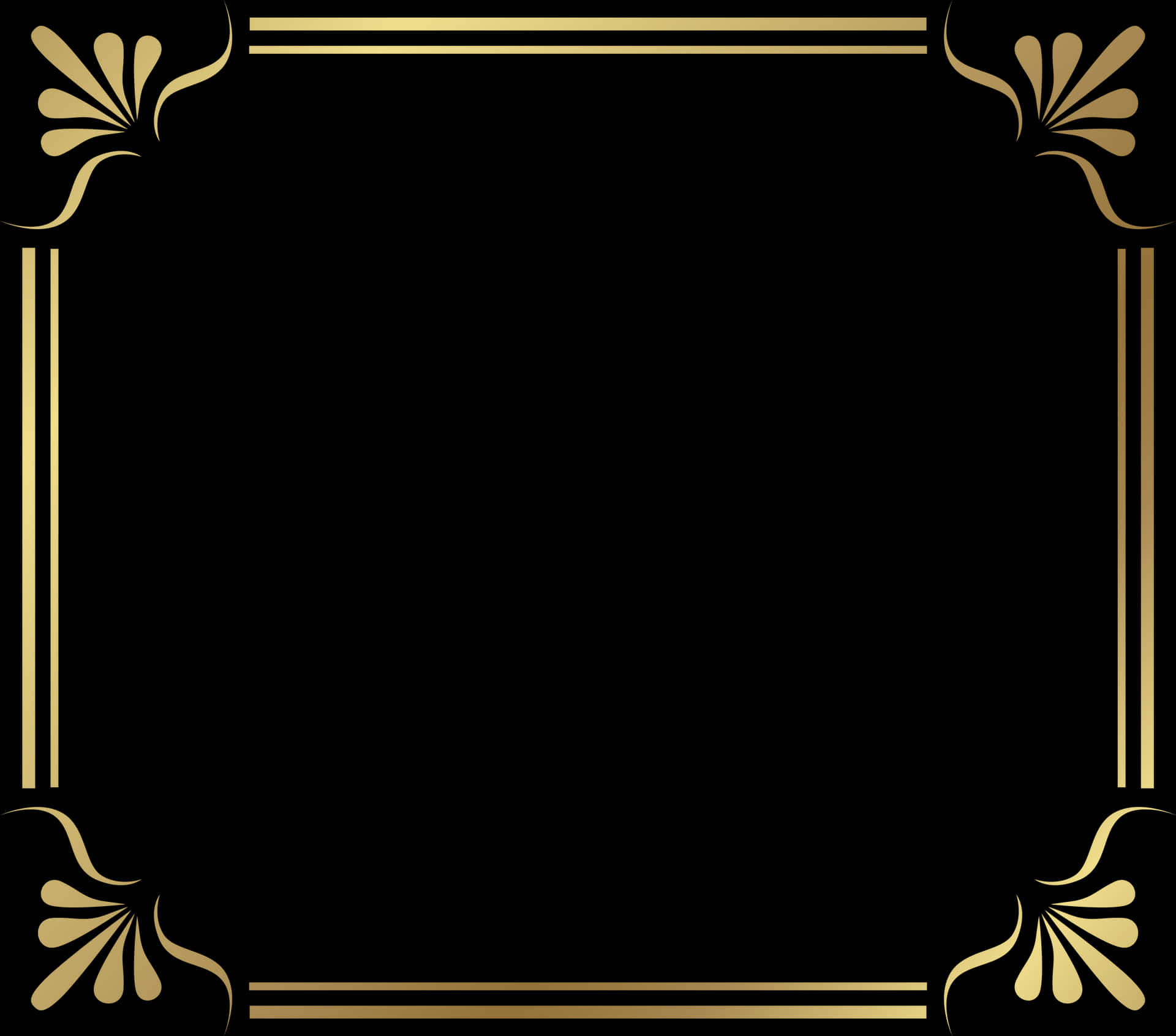 Elegant Black Gold Frame PNG Image