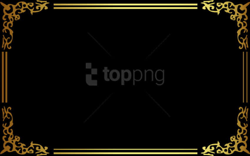 Elegant Black Gold Frame PNG Image