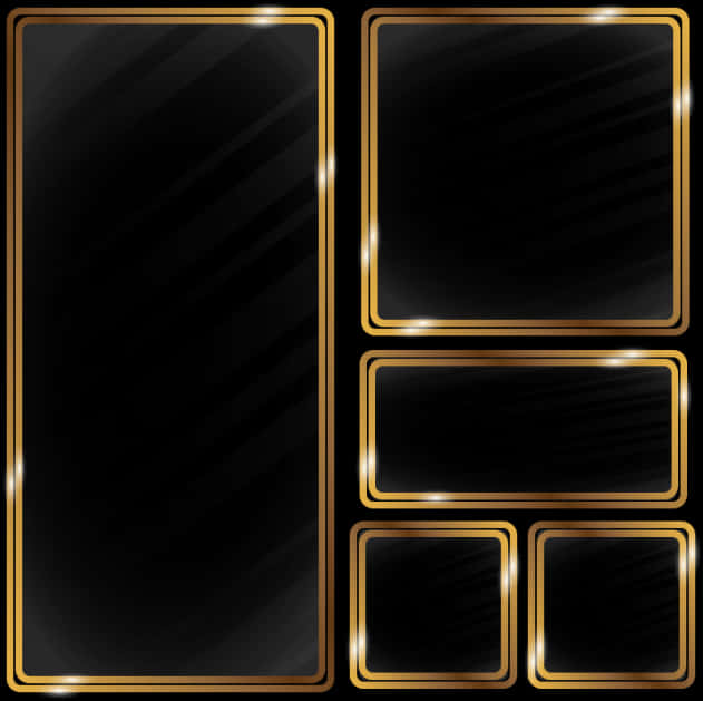 Elegant Black Gold Frames Template PNG Image