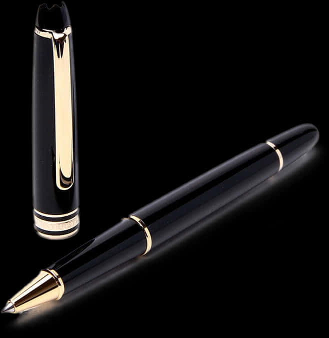 Elegant Black Gold Pen PNG Image