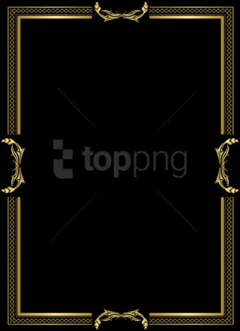 Elegant Black Gold Photo Frame PNG Image