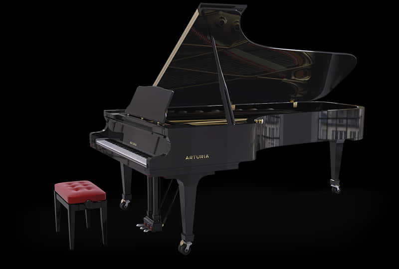 Elegant Black Grand Piano PNG Image