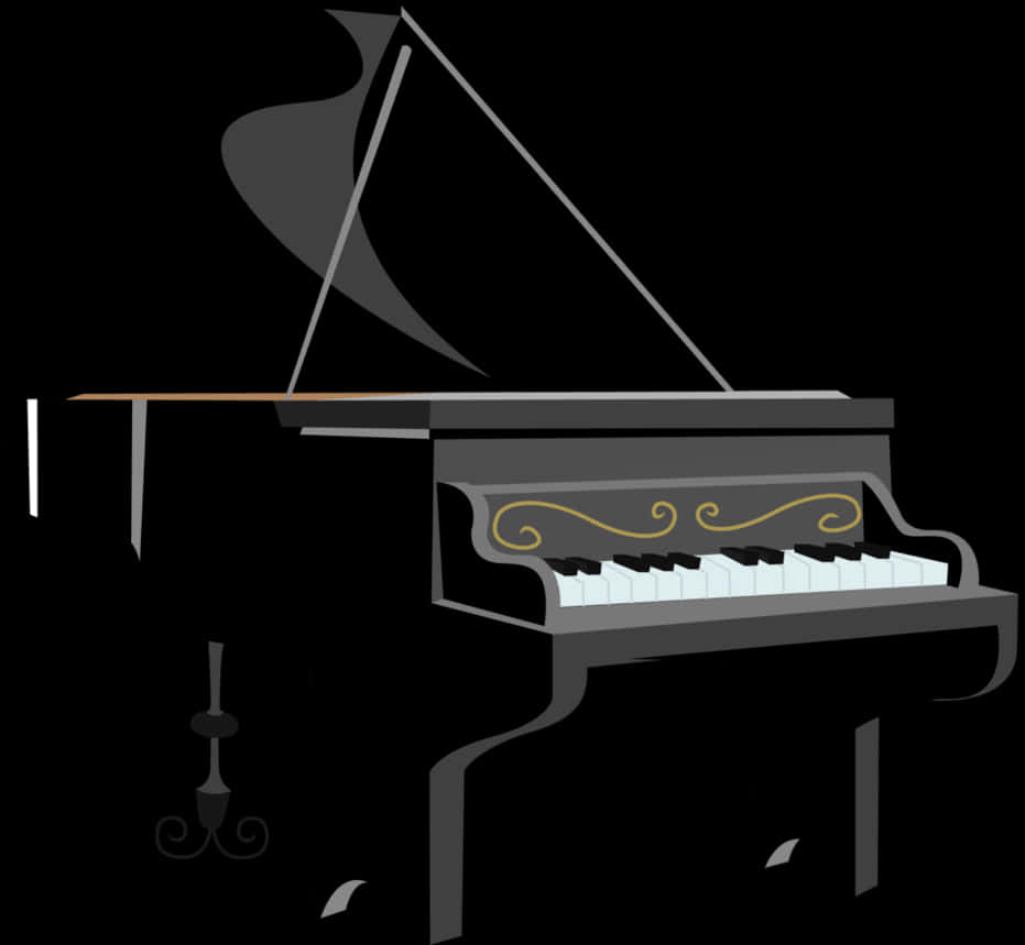 Elegant Black Grand Piano PNG Image