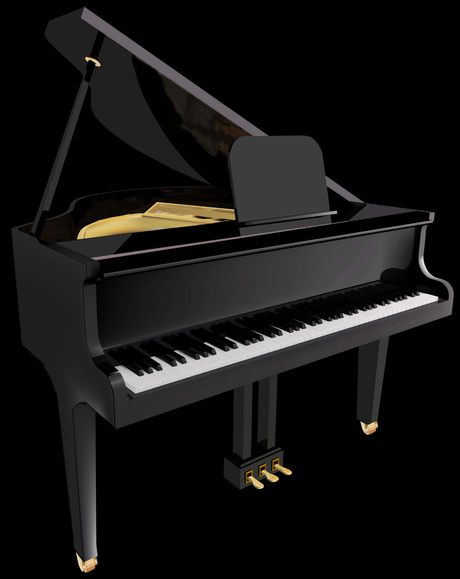 Elegant Black Grand Piano PNG Image