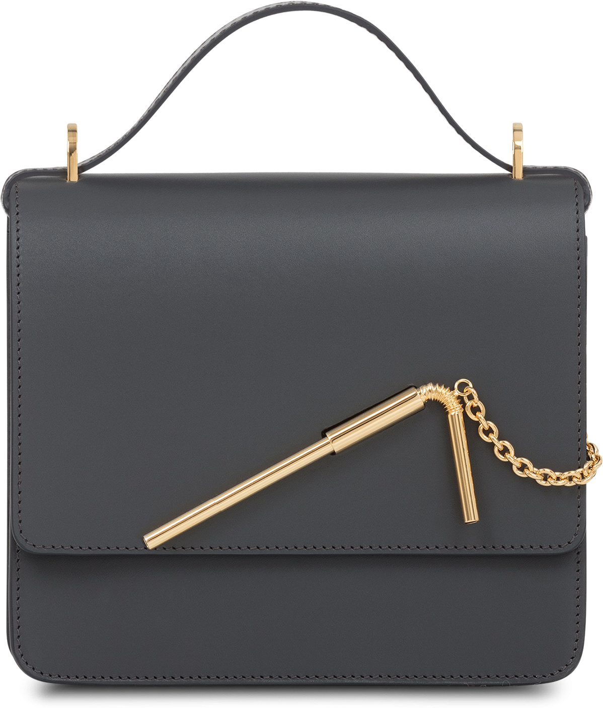 Elegant Black Handbagwith Golden Clasp PNG Image