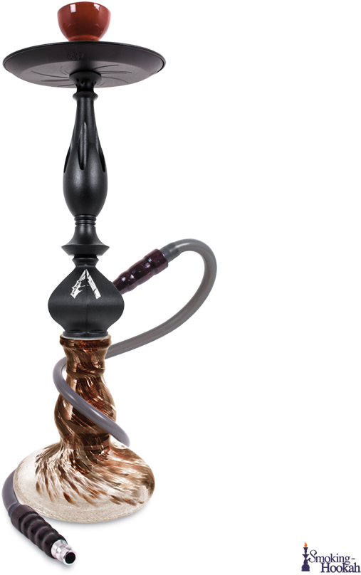 Elegant Black Hookahwith Brown Glass Base PNG Image