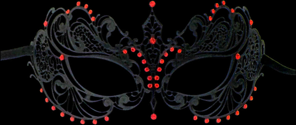 Elegant Black Lace Masquerade Mask PNG Image