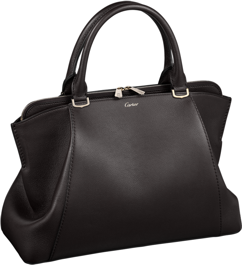 Elegant Black Leather Handbag Cartier PNG Image