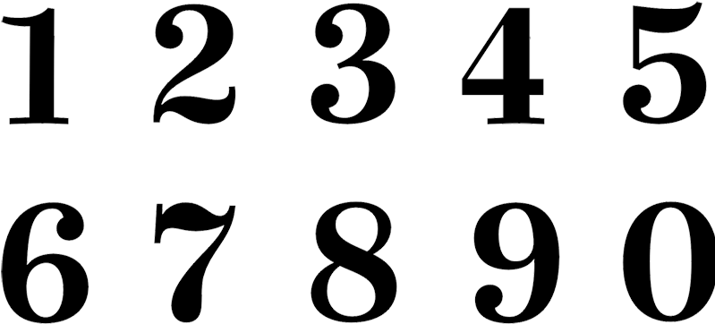 Elegant Black Numbers Set PNG Image