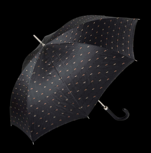 Elegant Black Polka Dot Umbrella PNG Image