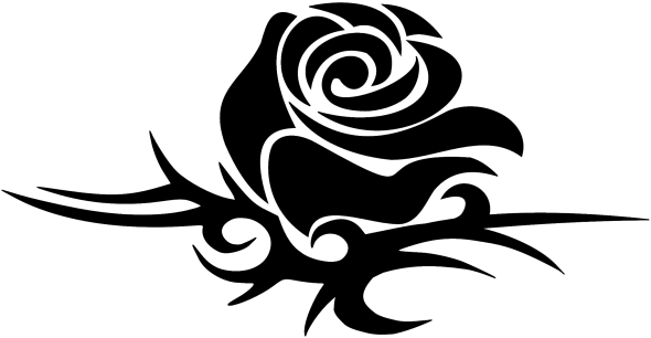 Elegant Black Rose Tattoo Design PNG Image