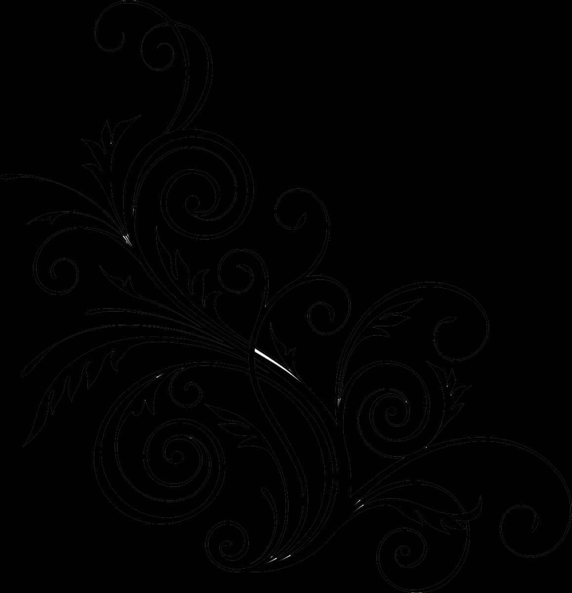 Elegant Black Swirl Design PNG Image