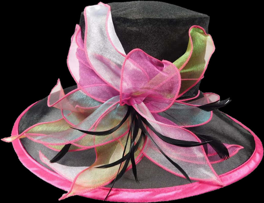 Elegant Blackand Pink Hat PNG Image