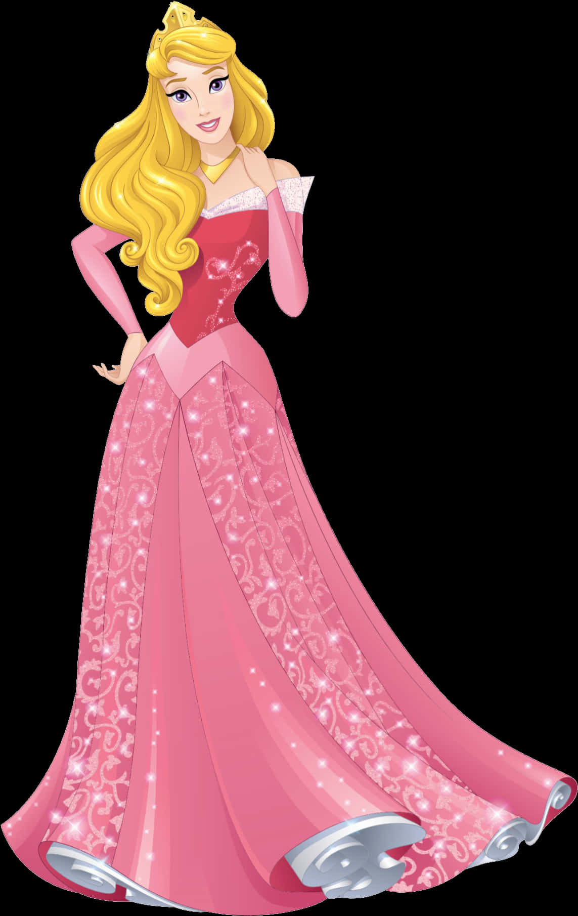 Elegant Blonde Princessin Pink Gown PNG Image