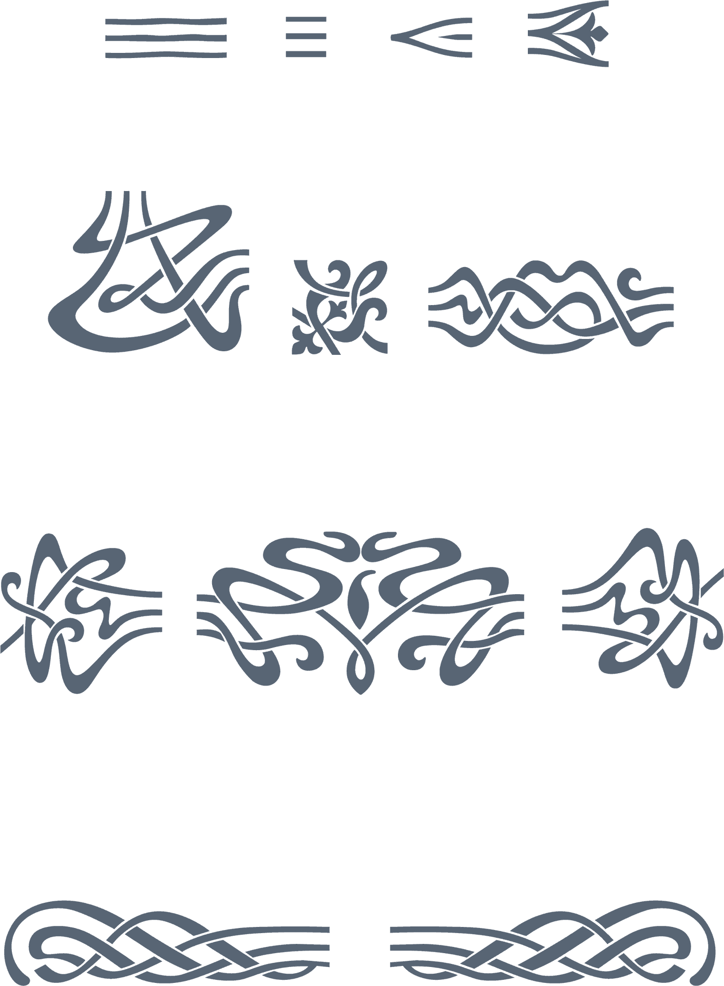 Elegant Blue Decorative Borders Collection PNG Image