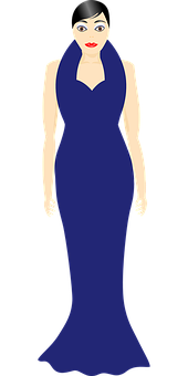 Elegant Blue Dress Vector Illustration PNG Image