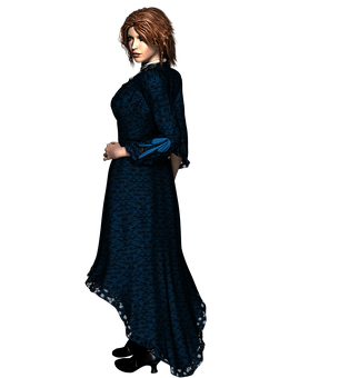 Elegant Blue Dress3 D Model PNG Image