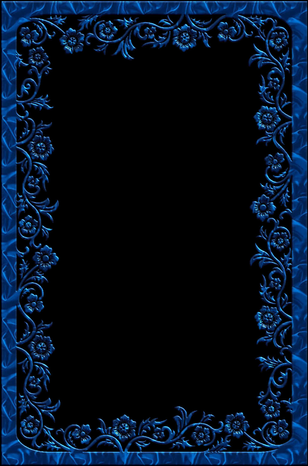 Elegant Blue Floral Border Design PNG Image