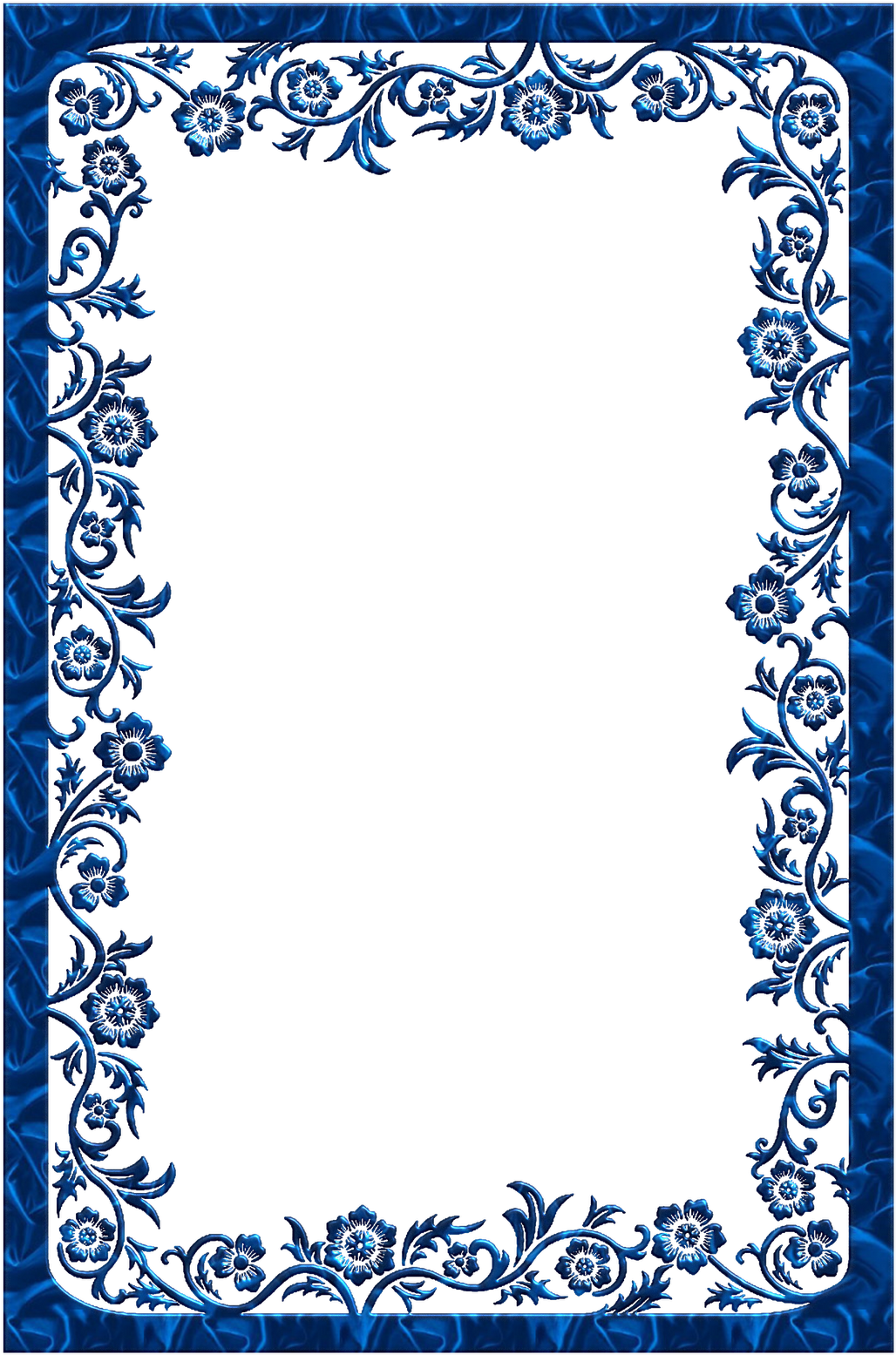 Elegant Blue Floral Frame PNG Image