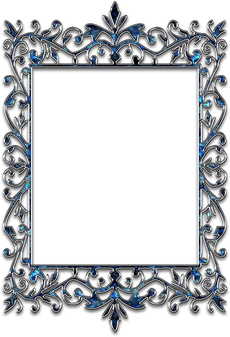 Elegant Blue Floral Frame PNG Image