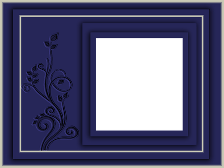 Elegant Blue Floral Frame PNG Image