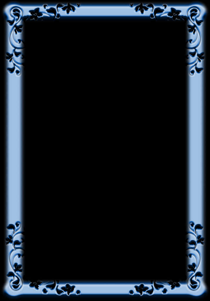 Elegant Blue Floral Frame PNG Image