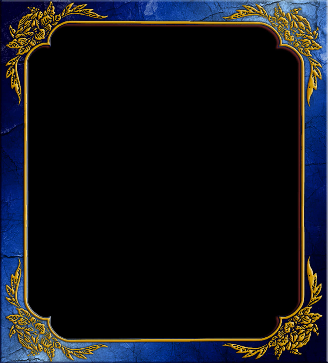 Elegant Blue Gold Frame PNG Image