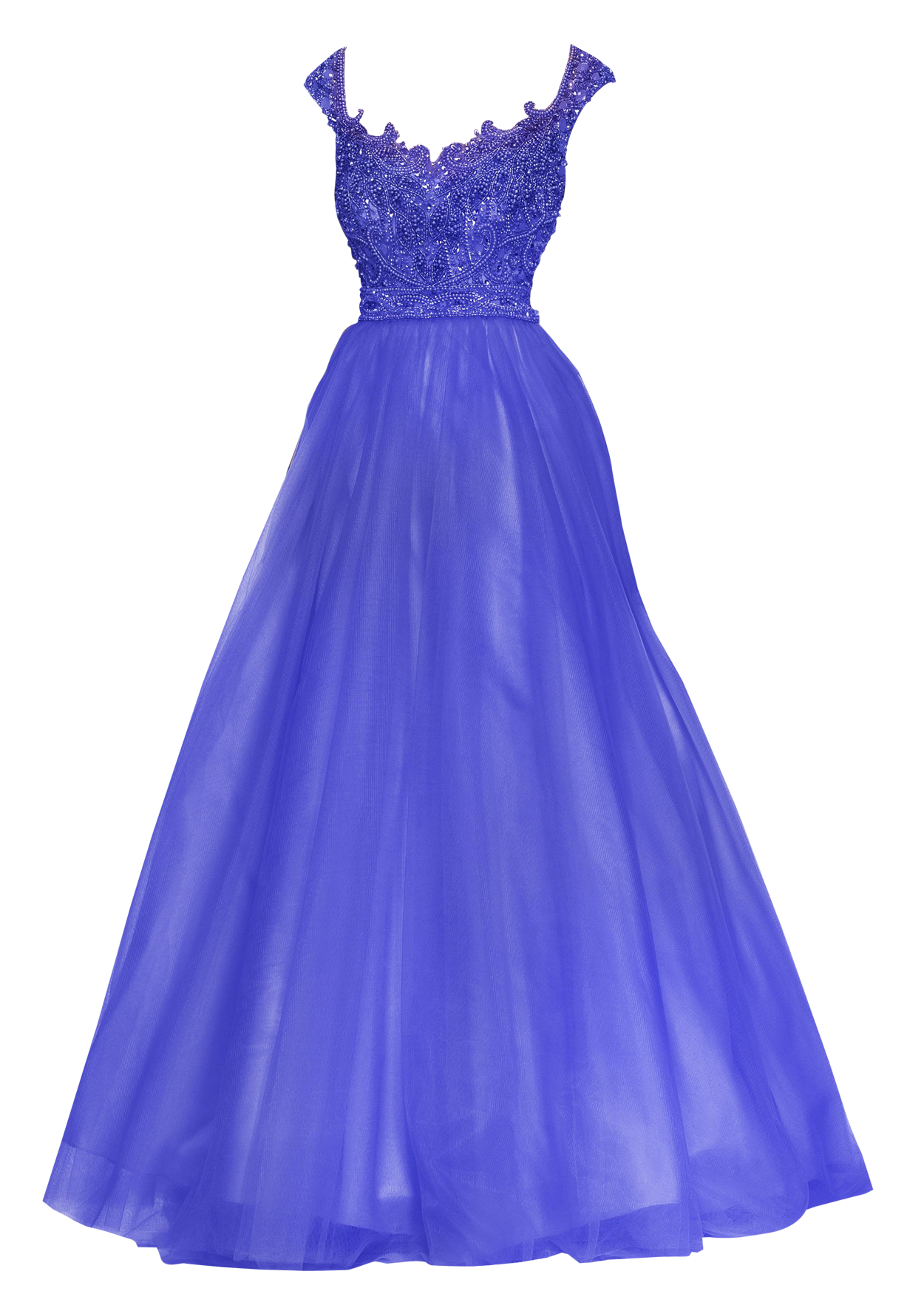 Elegant Blue Prom Dress PNG Image