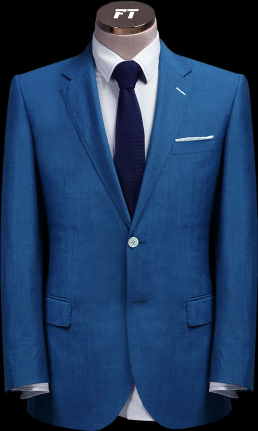 Elegant Blue Suit Jacket Tie PNG Image