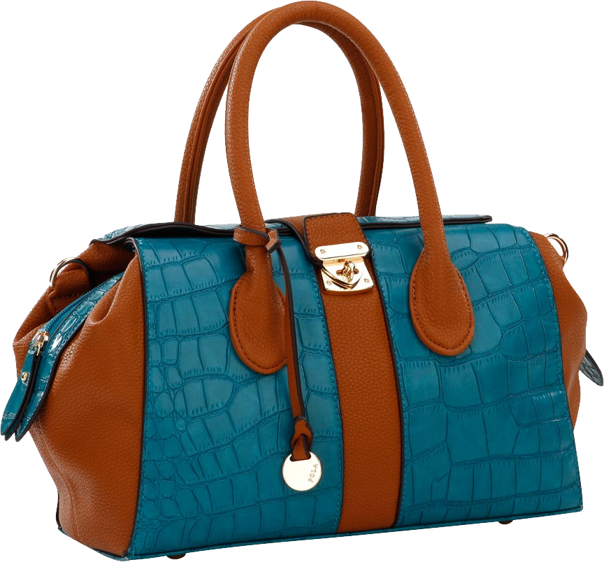 Elegant Blueand Brown Leather Purse PNG Image