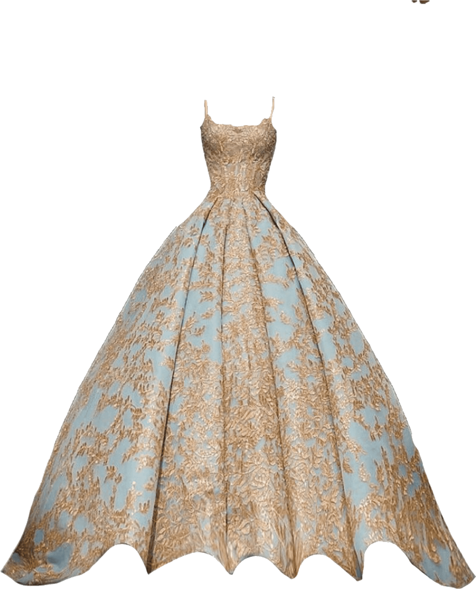 Elegant Blueand Gold Ballgown PNG Image